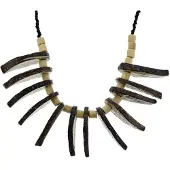 Behave - Etnische houten ketting bruin - Mode ketting 37,5 cm + verlengketting