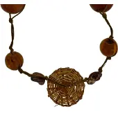 Behave - Lange bruine ketting met kralen 124cm