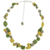 Behave - Kleurrijke kralenketting groen geel beige - Boho zomerstijl