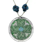 Behave Korte Ketting - Groene Hanger Met Blauwe Accenten - Nikkelvrij