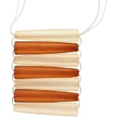 Behave - Lange bruine ketting met grote houten hanger, 68 cm