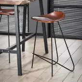 Dimehouse Barkruk Bruin Leer Bruce - 67 cm - Zonder Rugleuning