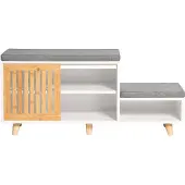 SoBuy Zitbank - Schoenenkast - Wit - 101x46x35cm - FSR125-WN