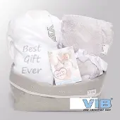 Vib - Giftset Commodemandje - Blanket Grijs - Babykleertjes - Baby cadeau - zwangerschap aankondiging - geboorte cadeau