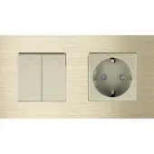 Perfect Switches MECHANISCHE SCHAKELAAR | ALUMINIUM | GOUD | COMBINATIE TWEEVOUDIGE WISSELSCHAKELAAR & WANDCONTACTDOOS