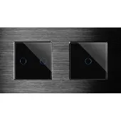 Perfect Switches TOUCH SCHAKELAAR | ALUMINIUM | ZWART | COMBINATIE | TWEEVOUDIGE DIMMER & ENKELVOUDIGE WISSELSCHAKELAAR