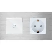 Perfect Switches TOUCH SCHAKELAAR | ALUMINIUM | ZILVER | COMBINATIE DIMMERSCHAKELAAR & WANDCONTACTDOOS