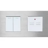 Perfect Switches MECHANISCHE SCHAKELAAR | ALUMINIUM | ZILVER | COMBINATIE TWEEVOUDIGE SCHAKELAAR & USB TWEEVOUDIG