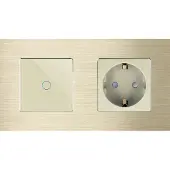 Perfect Switches TOUCH SCHAKELAAR | ALUMINIUM | GOUD | COMBINATIE DIMMERSCHAKELAAR & WANDCONTACTDOOS