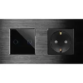 Perfect Switches TOUCH SCHAKELAAR | ALUMINIUM | ZWART | COMBINATIE | TWEEVOUDIGE WISSELSCHAKELAAR & WANDCONTACTDOOS