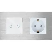 Perfect Switches TOUCH SCHAKELAAR | ALUMINIUM | ZILVER | COMBINATIE | TWEEVOUDIGE DIMMERSCHAKELAAR & WANDCONTACTDOOS