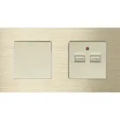 Perfect Switches MECHANISCHE SCHAKELAAR | ALUMINIUM | GOUD | COMBINATIE WISSELSCHAKELAAR & USB TWEEVOUDIG
