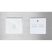 Perfect Switches TOUCH SCHAKELAAR | ALUMINIUM | ZILVER | COMBINATIE | DIMMER WISSELSCHAKELAAR & USB TWEEVOUDIG