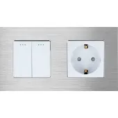 Perfect Switches MECHANISCHE SCHAKELAAR | ALUMINIUM | ZILVER | COMBINATIE TWEEVOUDIGE SCHAKELAAR & WANDCONTACTDOOS