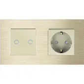 Perfect Switches TOUCH SCHAKELAAR | ALUMINIUM | GOUD | COMBINATIE TWEEVOUDIGE SCHAKELAAR & WANDCONTACTDOOS