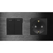 Perfect Switches MECHANISCHE SCHAKELAAR | ALUMINIUM | ZWART | COMBINATIE TWEEVOUDIGE SCHAKELAAR & WANDCONTACTDOOS