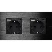 Perfect Switches WANDCONTACTDOOS | USB - USB-C | ALUMINIUM | ZWART | TWEEVOUDIG
