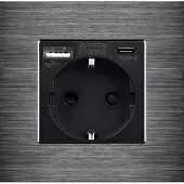 Perfect Switches WANDCONTACTDOOS | USB - USB-C | ALUMINIUM | ZWART | ENKELVOUDIG