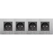 Perfect Switches WANDCONTACTDOOS | ALUMINIUM | ZILVER | ZWART | VIERVOUDIG