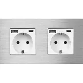 Perfect Switches WANDCONTACTDOOS | USB - USB-C | ALUMINIUM | ZILVER | TWEEVOUDIG