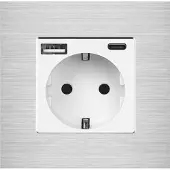 Perfect Switches WANDCONTACTDOOS | USB - USB-C | ALUMINIUM | ZILVER | ENKELVOUDIG