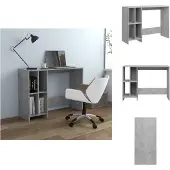 vidaXL Computerbureau, betonkleur, 102,5 x 35 x 75 cm, houtvezel - Bureaus