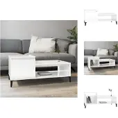 vidaXL Salontafel 100x50x45 cm bewerkt hout hoogglans wit