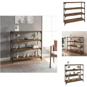 vidaXL Boekenkast 100x33x100 cm bewerkt hout en staal gerookt eiken