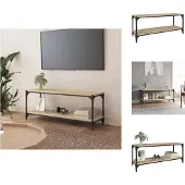 vidaXL Tv-meubel 100x33x41 cm bewerkt hout en staal sonoma eikenkleur