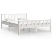 vidaXL Bedframe massief hout wit 150x200 cm