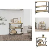 vidaXL Boekenkast 80x33x70,5 cm hout en staal sonoma eikenkleur