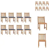 vidaXL Tuinstoel - Tuinstoelen - Buitenstoel - Buitenstoelen - Tuinstoelen 8 st met kussens massief teakhout