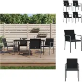 vidaXL Tuinstoel - Tuinstoelen - Tuin Stoel - Buitenstoel - Tuinstoelen 4 st met kussens 56x59x84 cm poly rattan zwart