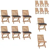 vidaXL Tuinstoel - Tuinstoelen - Buitenstoel - Buitenstoelen - Tuinstoelen 6 st inklapbaar met kussens massief teakhout