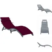 vidaXL Ligstoel - Ligstoelen - Lig Stoel - Lig Stoelen - Ligbed met kussen massief acaciahout grijs