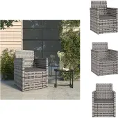 vidaXL Tuinstoel - Tuinstoelen - Buitenstoel - Patiostoel - Tuinstoel met kussens poly rattan grijs