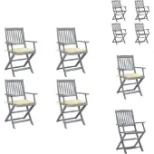 vidaXL Tuinstoel - Tuinstoelen - Tuin Stoel - Tuin Stoelen - Tuinstoelen 4 st inklapbaar met kussens massief acaciahout