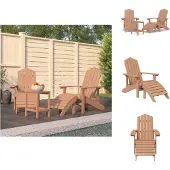 vidaXL Adirondack-tuinstoelen met voetenbankje en tafel, HDPE, bruin - Tuinstoelen