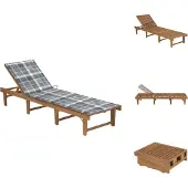 vidaXL Opklapbare ligbed met kussen, acacia massiefhout - Ligbedden