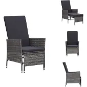 vidaXL Tuinstoel met kussens, grijs, van polyrotan - Tuinstoelen