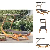 vidaXL Loungebed - Loungebedden - Tuinbed - Zonnebed - Loungebed met luifel 100x190x134 cm gebogen hout antracietkleur