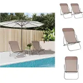 vidaXL Strandstoel - Strandstoelen - Inklapbare Stoel - Campingstoel - Strandstoelen 2 st textileen en gepoedercoat staal bruin