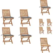 vidaXL Tuinstoel - Tuinstoelen - Buitenstoel - Buitenstoelen - Tuinstoelen 4 st inklapbaar met kussens massief teakhout