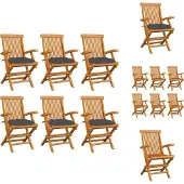vidaXL Tuinstoel - Tuinstoelen - Tuin Stoel - Tuin Stoelen - Tuinstoelen 6 st met antracietkleurige kussens massief teakhout