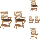 vidaXL Tuinstoelen met taupe kussens, 2 stuks. Massief teakhout - Tuinstoelen