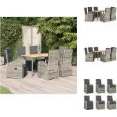 vidaXL Tuinset - Tuinsets - Tuin Set - Tuinmeubelset - 7-delige Tuinset met kussens poly rattan grijs
