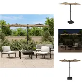 vidaXL Parasol dubbel dak met LED's 316x145 cm taupe