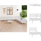 vidaXL 10-delige loungeset voor de tuin, massief grenenhout, wit