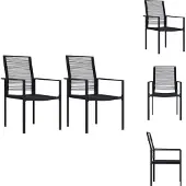 vidaXL Zitstoel - Zitstoelen - Stoel - Stoelen - Tuinstoelen 2 st PVC-rattan zwart