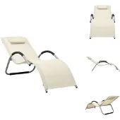 vidaXL Ligbed - Ligbedden - Ligstoel - Ligstoelen - Ligbed textileen crèmekleurig en grijs